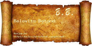 Belovits Botond névjegykártya